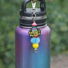 Coping Life handmade fidget keychain clipped to a water bottle showing portable everyday use